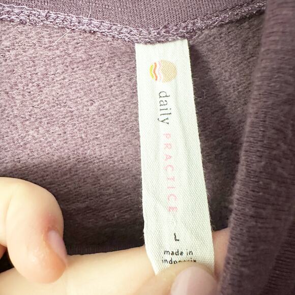 Daily Practice Anthro Long Sleeve Ruched Mini Dress Plum Women's Size Large - Picture 6 of 11